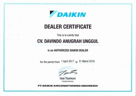 DAIKIN Dealer Certificate